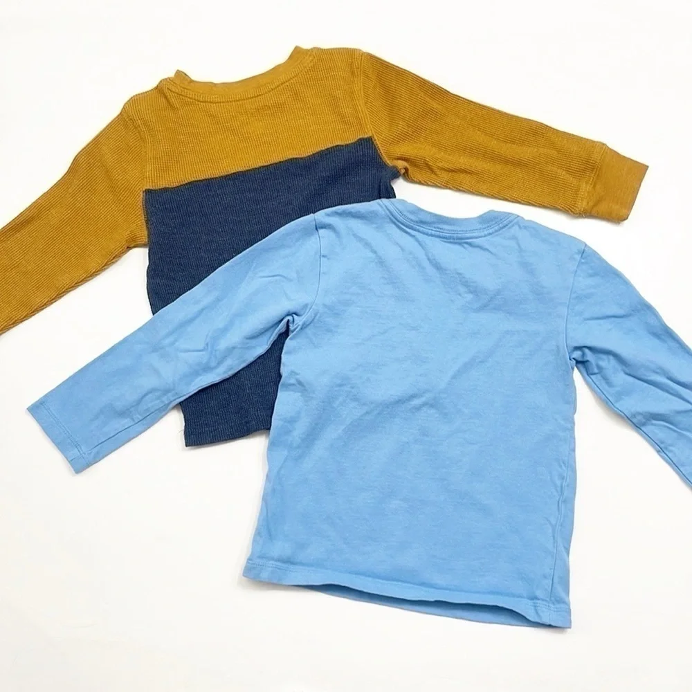 Cat & Jack waffle knit long sleeve top + Little Me toddler boys long sleeve shir